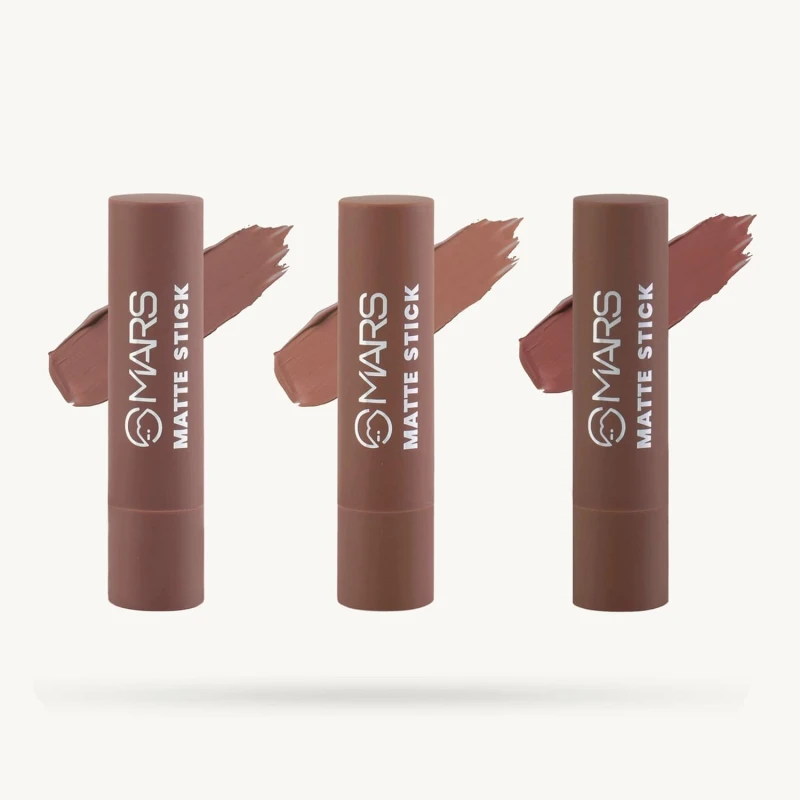 MARS Matte Box Set of 3 Lipsticks for Women | Long-Lasting | Smooth Finish | Moisturising | One Swipe Pigmentation | (3x3.2 gm) (04-Brown) thumbnail 2